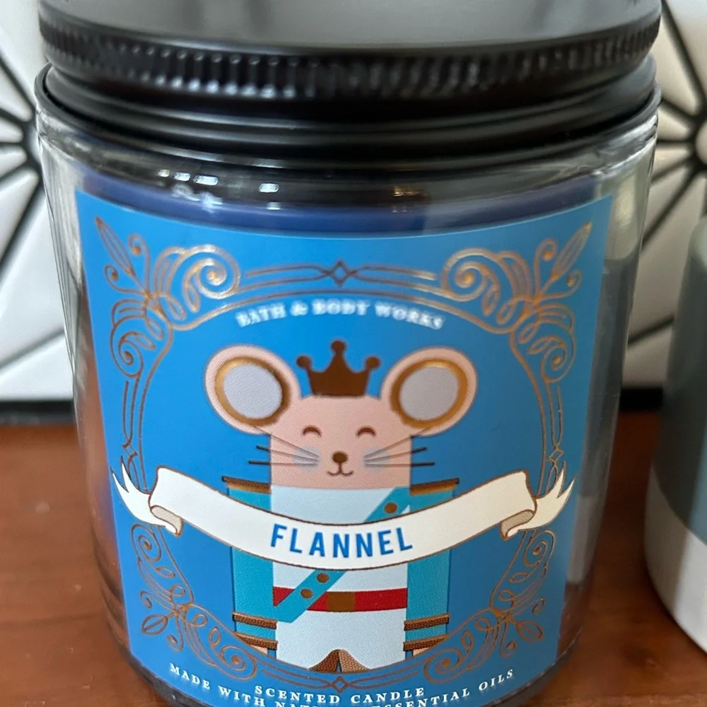 NEW Bath & Body Works Flannel Candle Mouse Nutcracker & Sonoma Warm Flannel